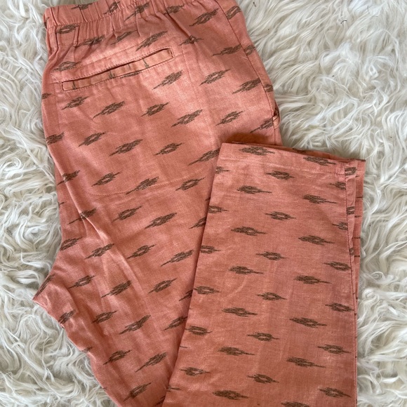Free People linen aztec print ankle pants.color Peach Size L - Picture 5 of 14